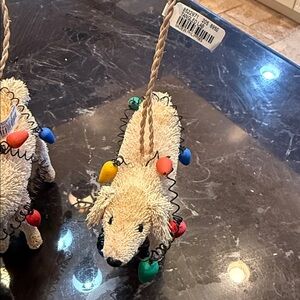 Pottery Barn Dog Bottlebrush Yellow Lab with Lights Christmas Ornament NWT